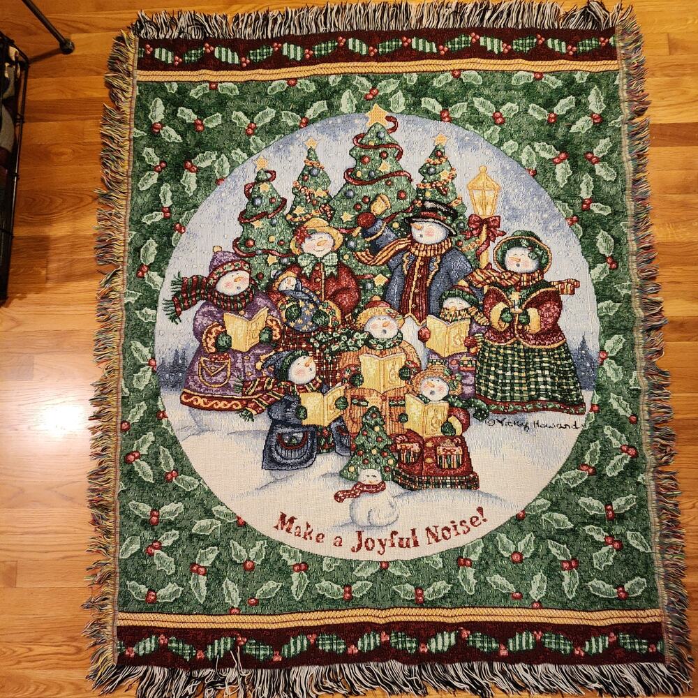 50 X 62 Christmas Tapestry Throw Blanket Fringe Make A Joyful Noise Vicky Howard